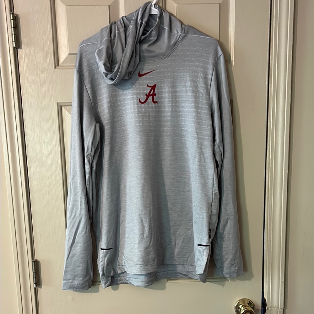 Nike Light Gray Hoodie with Crimson Logo